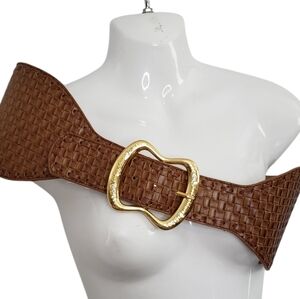 Baby Phat Brown Woven Faux Leather Cinch Belt Medium Large